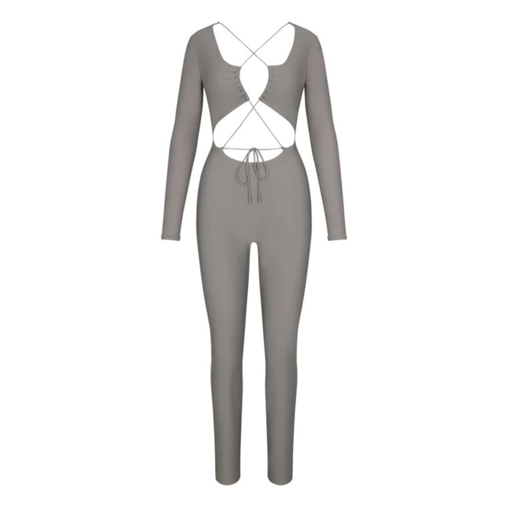 Skims Lace Up Catsuit Chrome XS NWT
